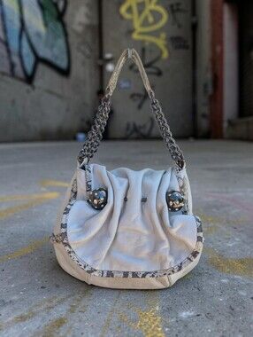 Betsey Johnson Rare Vintage Pearl White Hobo Shoulder Bag